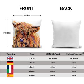 HUASHUZI Cushion Cover Highland Cow Gifts for Women Scottish Animal Decorations Throw Pillow Case Decor Home for Livingroom Couch Sofa 18"x18"(45x45cm)