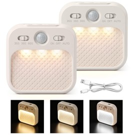 HESUSLA 2-Pack Motion Sensor Night Light, Rechargeable Wireless Magnetic LED Wall Sconce, Modern Stick-on Under Cabinet Light for Closet Staircase Bedroom & RV Cruise Essentials 2026