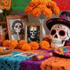 Decoraciones para el Día de los Muertos y Ofrenda para