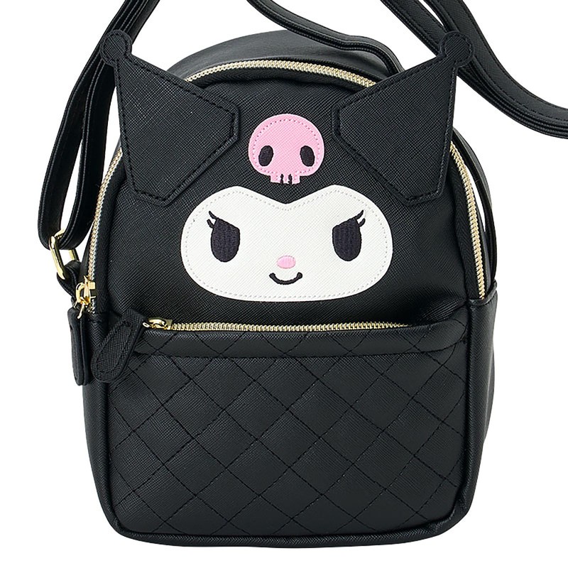 Sanrio Face-Shaped Shoulder Bag Kuromi PU Leather For Ages 3