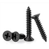 FandWay Phillips Flat Head Self-Tapping Screws, Black Carbon Steel Countersunk