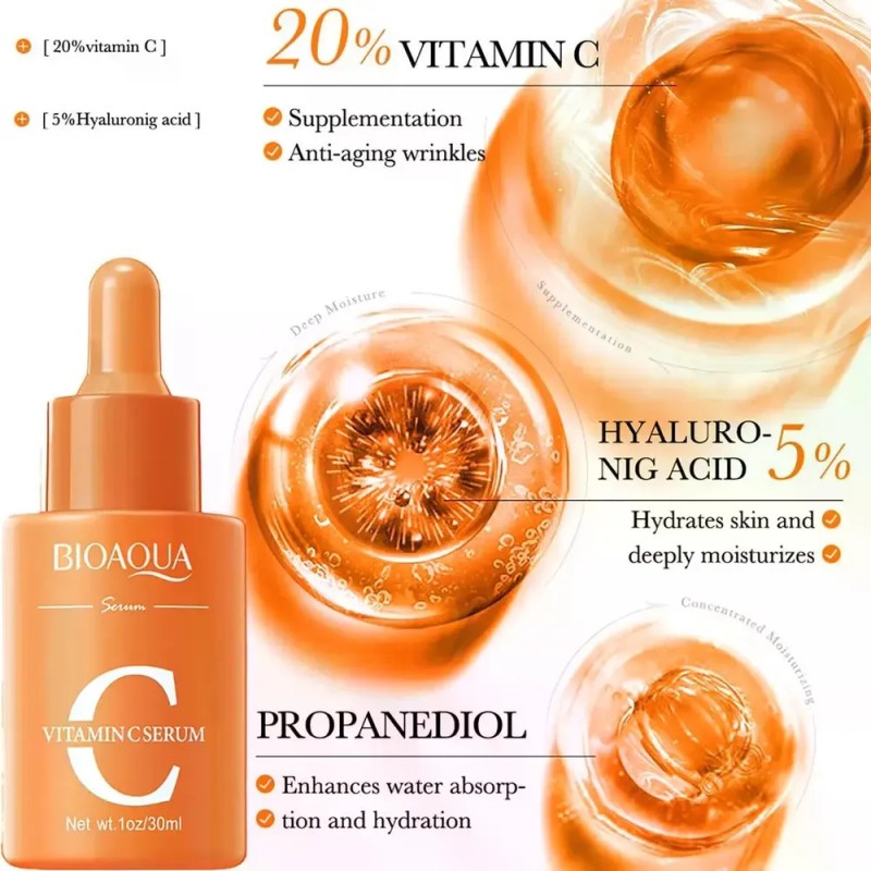 Sérum Facial Con Vitamina C, Antioxidante, Brillo, Antiacné,