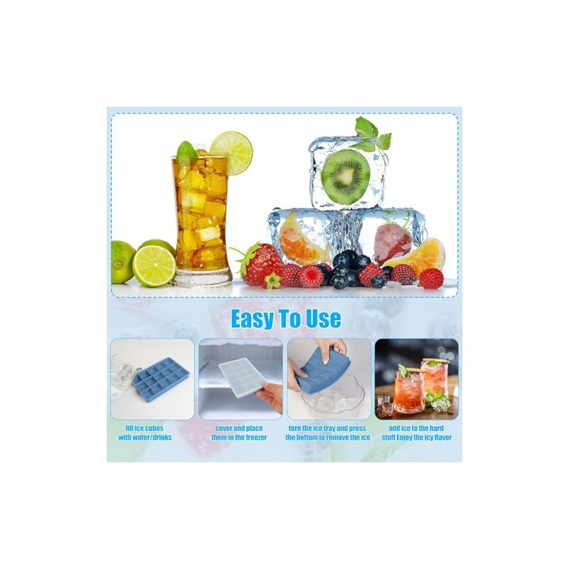 Bandejas Para Cubitos de Hielo, JASUVII Molde para Cubitos Silicona,