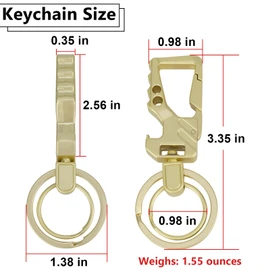 ecocstm 2 PCS Key Chain, Carabiner Clip Car Key Chains, Heavy Duty Tactical Key Chain with Bottle Opener and 2 Key Rings for Men and Women (Black and Gold)