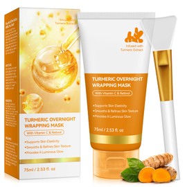 Kurkuma Overnight Wrapping Peel Off Maske, Kojic Acid Kurkuma Night Maske Mit Hydrolysiertem Kollagen,Strafft Und Befeuchtet Die Haut Über Nacht, Nährt Stumpfe, Ungleichmäßige Haut Für Strahlende Haut