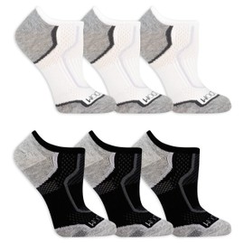 Fruit of the Loom Women Lightweight CoolZone No Show Socks (6 Pack), White/Black Assortment, 8-12
