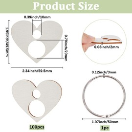 GORGECRAFT 100PCS Wood Thread Embroidery Floss Organizer Heart Cross Stitch Bobbins 2.34 x 1.95 Inch Wooden Board Card Sewing Thread Winding with Floss Ring for Cross Cotton Craft DIY Sewing Storage