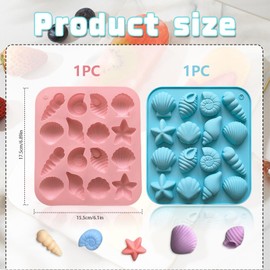 EUYKQNOI 2 Stück Silikonform Meerestiere Seestern Silikonform Silikonformen Meerestiere,Muschelform Fondant Formen 3D Ozean Tier Silikonformen Schokolade Für SüßIgkeiten Kuchen Gelee Seifenherstellung