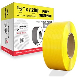 8NET Strapping, Poly Strap, Polypropylene Strapping, 7200' Length, 1/2" Width, 0.020" Thickness, 450 lbs Break Strength, 8 x 8" Core (Yellow)