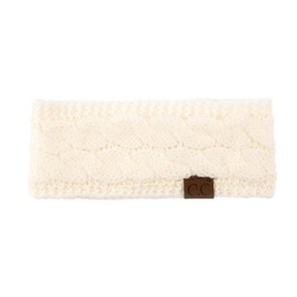 C.C Winter Fuzzy Fleece Lined Thick Knitted Headband Headwrap Earwarmer (HW-20) (Ivory)