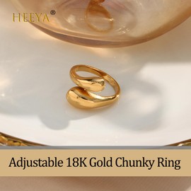 HEEYA Ring Gold Hypoallergen Ringe 18K Vergoldet Offen Verstellbare Ring Klobig Chunky Dick Daumenringe Wassertropfen Daumen Finger Umarmen Ringe Unisex Schmuck mit Geschenkbox