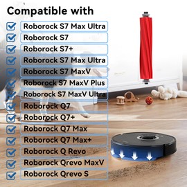 Rubber Main Brush Replacement for fit Roborock S7, S7+, S7 Max Ultra, S7 MaxV, S7 MaxV Plus, S7 MaxV Ultra, S7 Max Ultra, Q Revo,Qrevo MaxV,Qrevo S, Q7,Q7 +,Q7 Max,Q7 Max+ Robot Vacuum