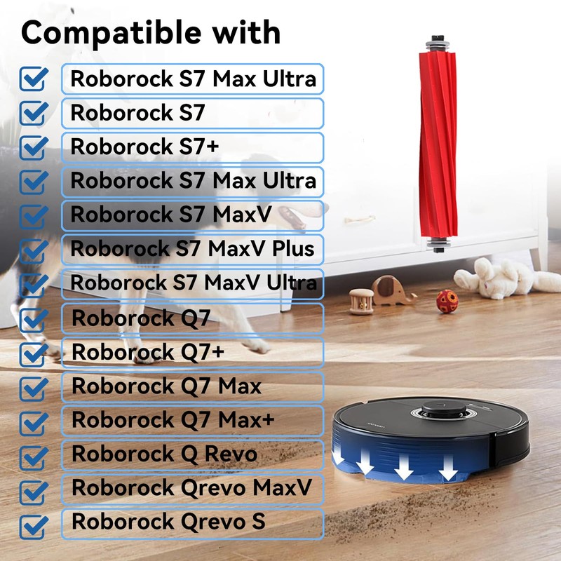 Rubber Main Brush Replacement for fit Roborock S7, S7+, S7