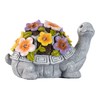 Elegondrar Garden Turtle Statue with Flowers and LED Lights, Outdoor