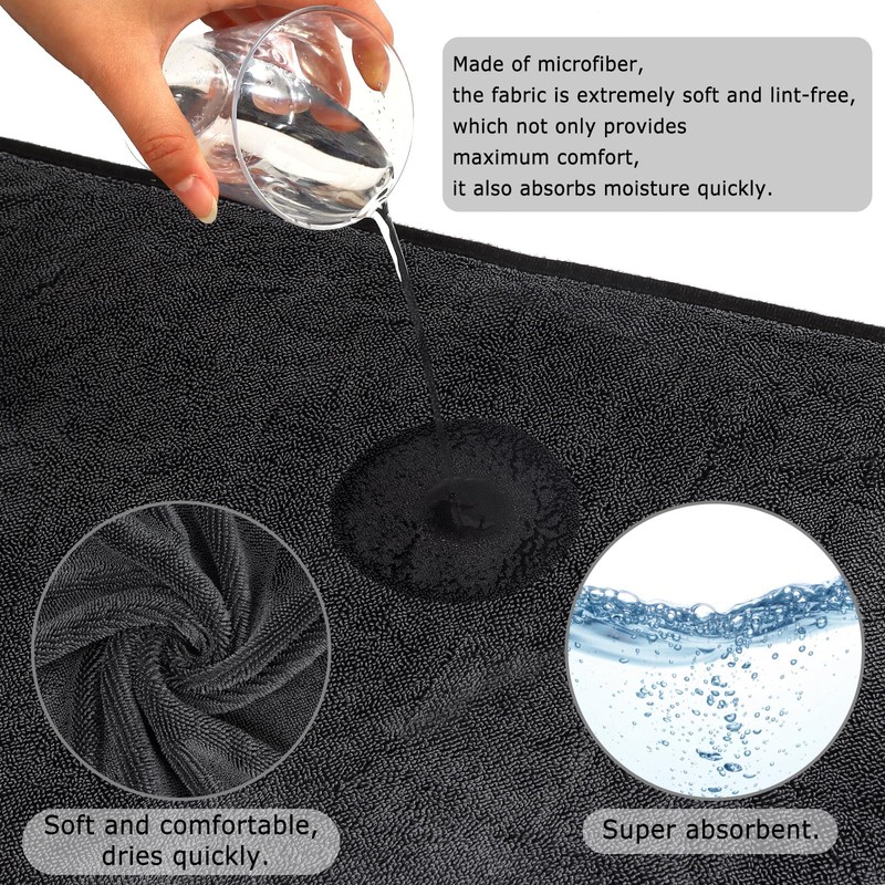 WUFANC Shiny Bath Drying Cloth, Pack of 3, Sweat Quickly