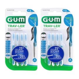 GUM Trav-ler Interdental Brushes Blue 1.6 mm Pack of 12 Interdental Brushes with Non-Slip Handle