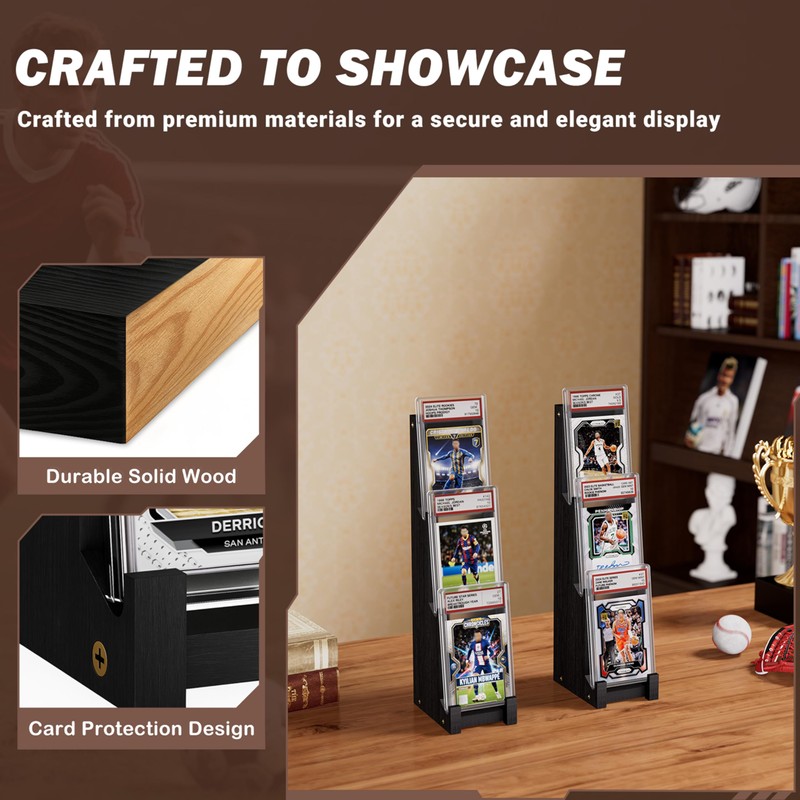 Emfogo Card Display Stand (4 Pack), Wooden 3 Tier Sports