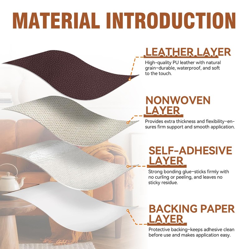 Vigorder Leather Repair Tape, 3" x 61" Self Adhesive Leather