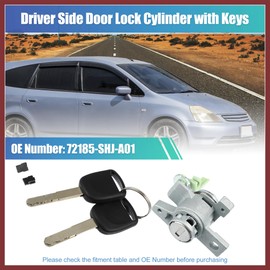 HEROFFIX 1 Set Door Lock Cylinder Set Kit with 2 Keys for Honda Odyssey 2005 2006 2007 2008 LH Front Left Driver Side Door Lock Set Tumbler with Key 72185-SHJ-A01 72185SHJA01 Replace Parts