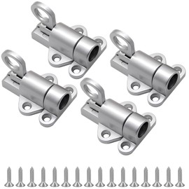 Hordion 4 Packs Self Closing Latch Spring Door Lock, Resilient Bolt Latch Security Automatic Gate Lock, Spring Barrel Slide Door Lock with Screws for Cabinet Window Wooden Fence, Silver Gray