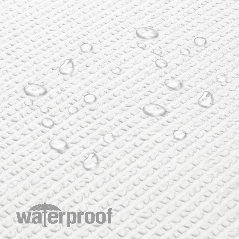 OVZME Berry White Shower Curtain, Embossed Textured Fabric Shower Curtain