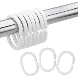 Mebix TRD Set de 12 Ganchos de Plástico para Cortina de Baño Argollas Aros Diseño Tipo C de Fácil Deslizamiento e Instalación