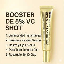 Vitamina C Booster Shot Serum, Crema Esencial Iluminadora con Vitamina C para Las Arrugas, Tónico Iluminador e Hidratante, Mejora el Tono y La Suavidad de La Piel (2PCS)