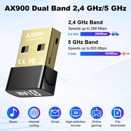 Quevati WLAN Stick Adapter with Built-in Driver, USB WiFi Adapter for PC, Dual Band 5GHz/2.4GHz, WPA3 Encryption