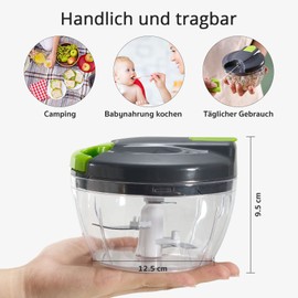 Lifeant 1 x 520 ml Onion Chopper with Cable Pulley Onion Cutter Manual with 3 Stainless Steel Blades, Green