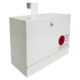 Metal Specimen Drop Box, Medium Size, Over-the-Door Hanging with Key Lock, Secure Collection for Labs, Clinics, Medical Offices, Durable Steel Construction, Gray Finish