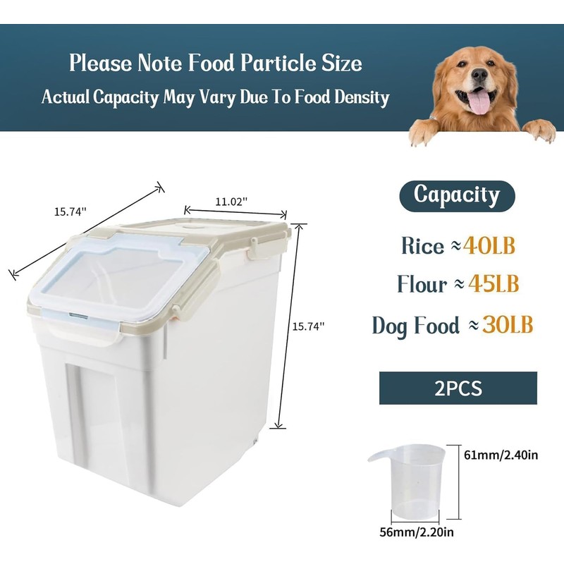 YXQ 50LB Large Flour Storage Container Bin,2 Pack Airtight Plastic