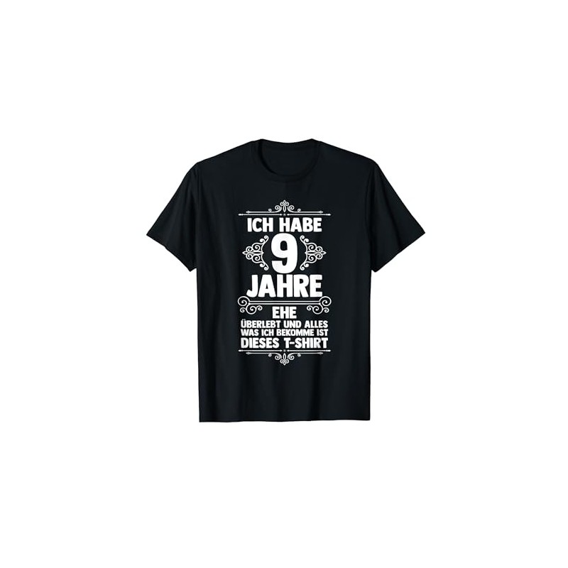 Marriage Ceramic Wedding 9 Years Married Wedding Anniversary T-Shirt, black