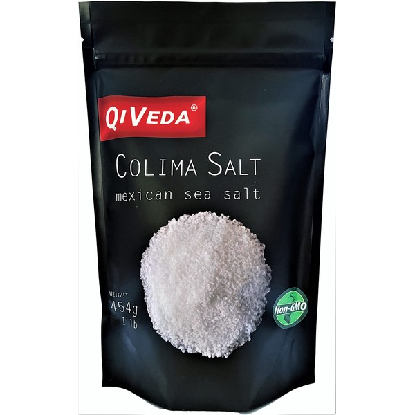 QiVeda Colima Salt | Premium Fine Grade Unrefined Mexican Sea Salt - 16oz (454g)