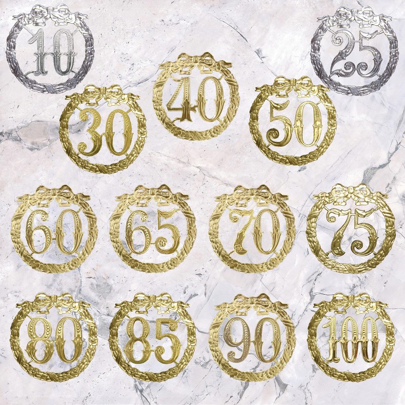 Walter Kunze Jubiläumszahl 60, Ø 13 cm, Gold, Jubiläumskranz