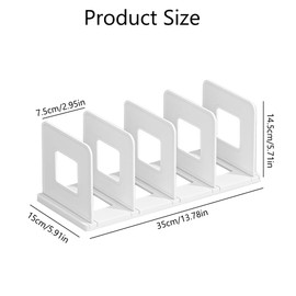Desk File Sorter, Detachable Bookend File Holder, 4 Compartments Book Divider Magazine Organizer, Vertical Storage Bookshelf for Home Kitchen Office (White)