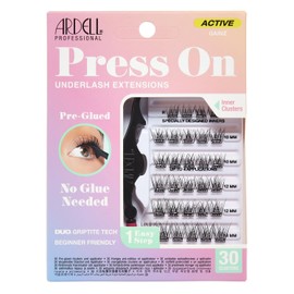 Ardell Prensado activo sobre racimos de contragolpe extensiones preencoladas - Gainz, paquete de 1 Negro
