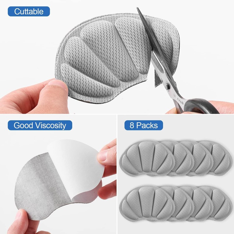 Huethy Back of Heel Cushion Pads, Adhesive Heel Grips Inserts