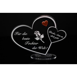 "Für die Beste Mama der Welt" Laser-Engraved Heart Shaped Acrylic Plaque, Perfect for Mother's Day or Christmas, 205 x 170 mm