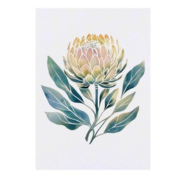 'Protea Flower with Leaves' Temporary Tattoo - Water Resistant, Skin-Safe, Non-Toxic Transfer (TO00082763)