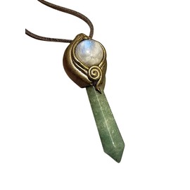 Sophias Dreaming | Archangel Raphael Necklace | Spiritual Healing Jewelry | Green Aventurine and Moonstone | St Raphael Pendant and Gifts (Gold Base)