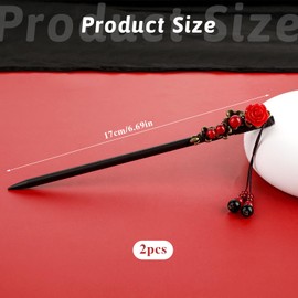 2 Pack Chinese Hair Sticks Chinese Hair Pins Hair Chopsticks Retro Wooden Hairpin Flower Hair Chopsticks Japanese Hair Accessories Handmade Wooden Hair Chopsticks Classic Hair Pins for Long Hair