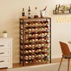 64 Bottles Wine Rack Freestanding Floor with Wooden Top, Wine