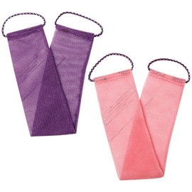 2 Pcs African Bath Sponge Exfoliating Net Mesh Back Exfoliate Scrubber African Body Shower Scrubber Bathing Exfoliating Washcloth with Handles for Men Women
