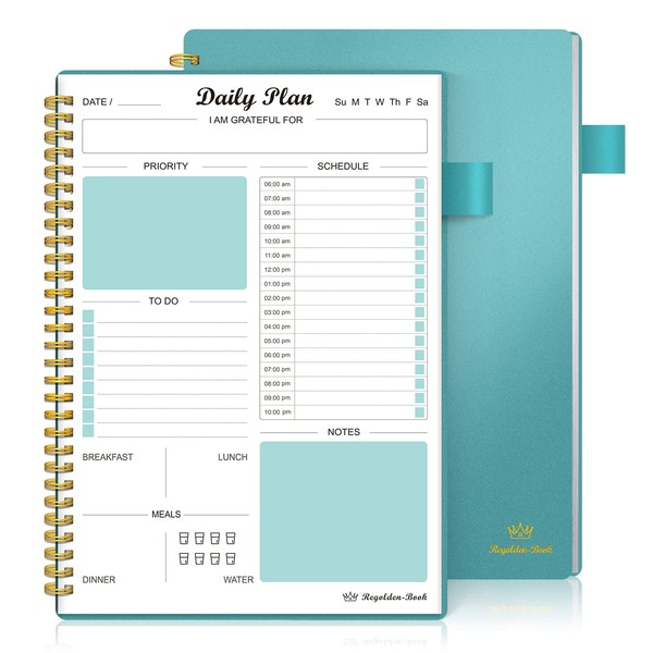 Regolden-Book Daily Planner Undated, To Do List Notebook with Hourly