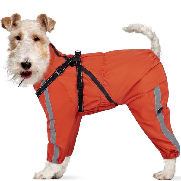 Kuoser Waterproof Dog Raincoat with Legs, Lightweight Dog Rain Jacket