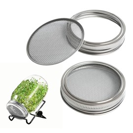 2 Pack Sprouting Lids for Mason Jars, 304 Stainless Steel Wide Mouth Seed Sprouting Kit,Sprouting Jar Lid urable Filter Screens for Growing Broccoli, Alfalfa, Beans