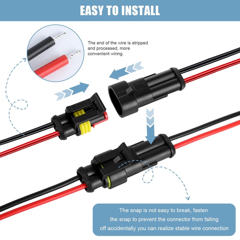 2 Pin Waterproof Wire Connector, 18AWG 10cm Male and Female