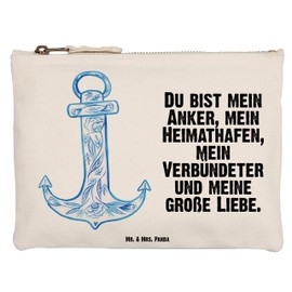 Mr. & Mrs. Panda Make-Up Bag Anchor Blue, White, Hand Drawn