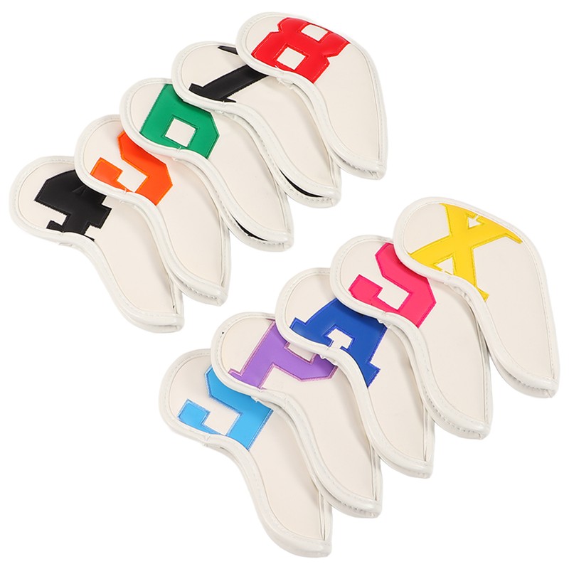 10pcs set PU Waterproof Golf Club Iron Cover Fine Sewing