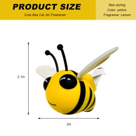 SHMZK Cute Bee Car Air Freshener, Lovely Little Bee Perfume Car Air Freshener Vent Clip, Cartoon Bee Auto Fragrance Air Conditioning Vent Accessories, Car Interior Perfume Decoration (Yellow)